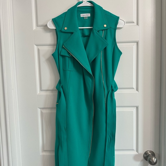 Calvin Klein Teal Asymmetrical Sleeveless Dress - Picture 1 of 4